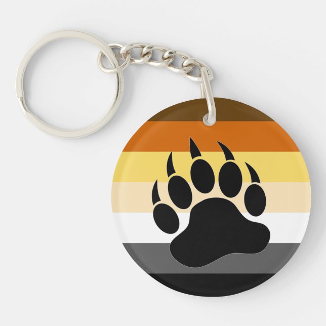 Bear Pride colours stripes Bear Paw Key Ring (Front)