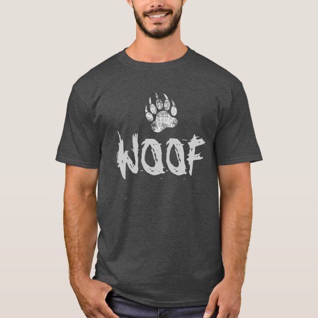 Bear Pride distressed Bear Paw WOOF T-Shirt (Front)