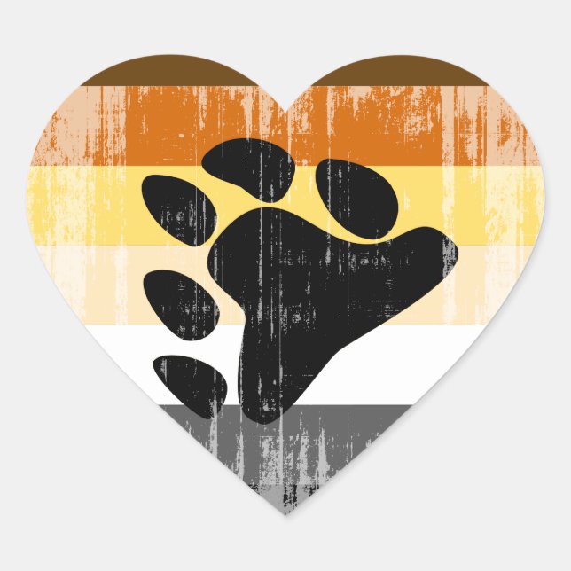 Bear Pride distressed Heart Sticker (Front)