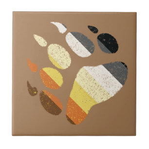 Bear Pride Distressed Paw Ceramic Tile