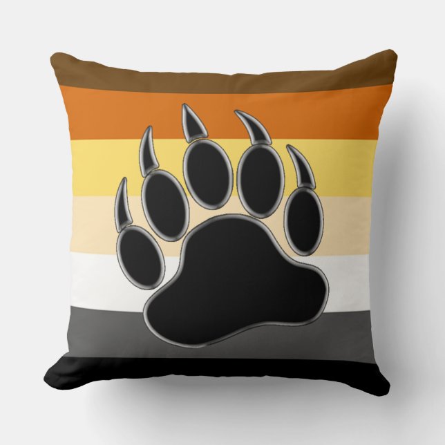 Bear Pride Flag Bear Paw Cushion (Front)