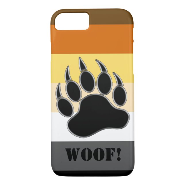 Bear Pride Flag Bear Paw Custom Woof Case-Mate iPhone Case (Back)