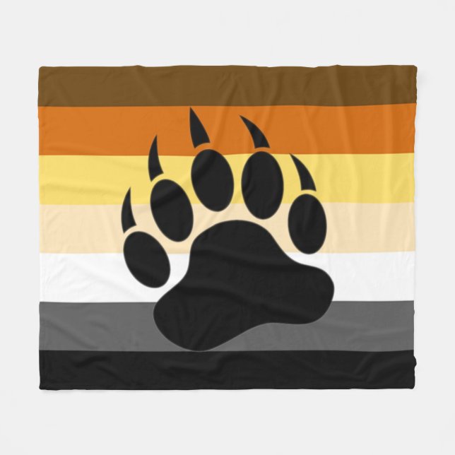 Bear Pride Flag Bear Paw Fleece Blanket (Front (Horizontal))