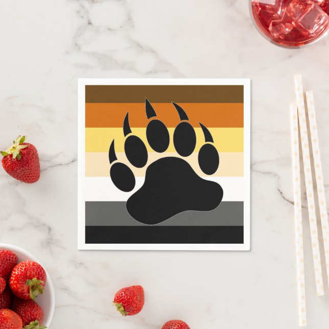 Bear pride flag bear Paw Glass Coaster Napkin (Insitu)