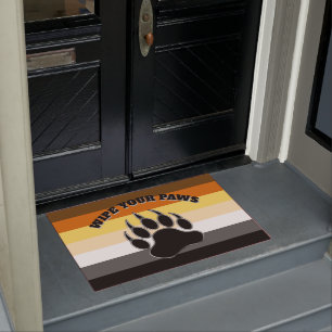 Bear Pride Flag Bear Paw Wipe your Paws Doormat