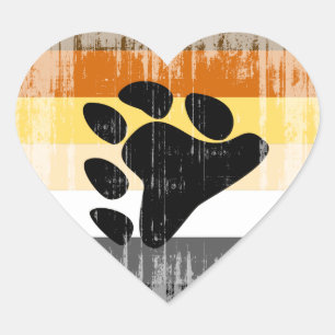 BEAR PRIDE FLAG DISTRESSED DESIGN HEART STICKER