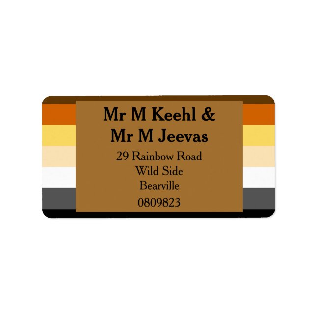 Bear Pride Flag Gold Address Labels for Bears (Front)