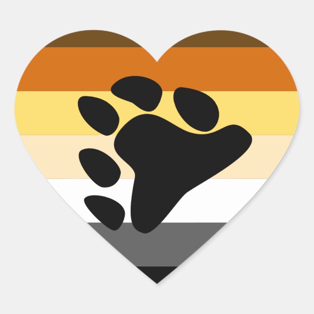 Bear Pride Flag Heart Sticker (Front)