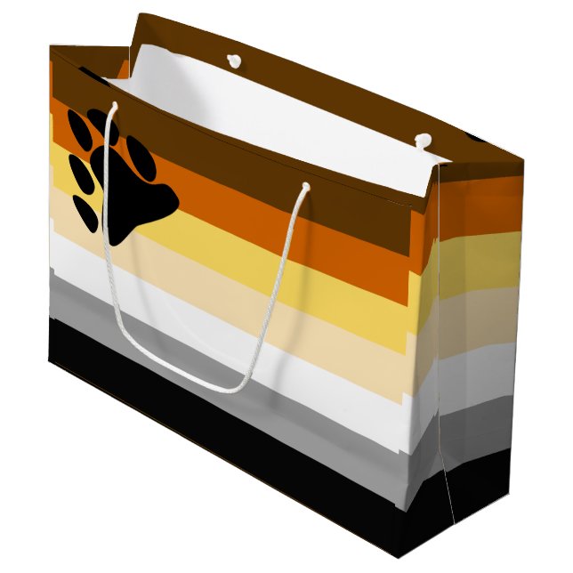 Bear Pride Flag Large Gift Bag (Front Angled)