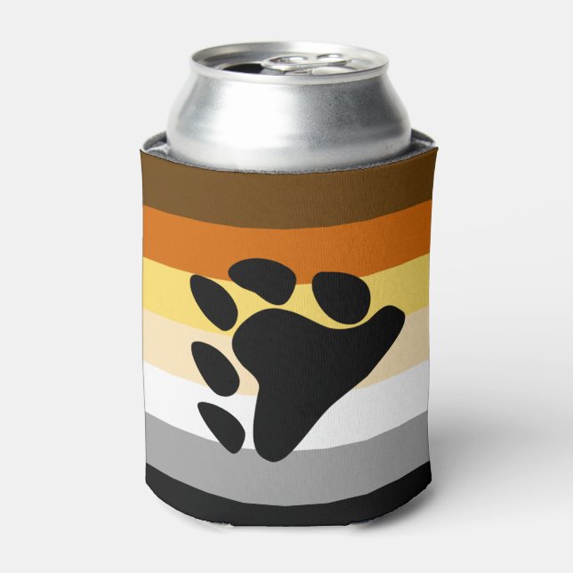 Bear Pride Flag with Paw Can Cooler (Can Front)
