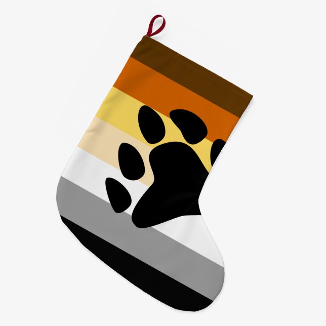 Bear Pride Flag with Paw Large Christmas Stocking (Front (Hanging))
