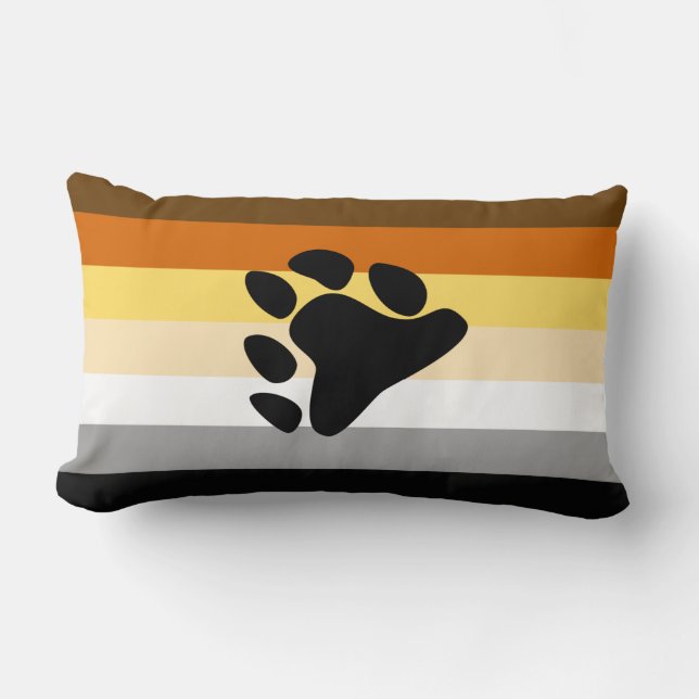 Bear Pride Flag with Paw Lumbar Cushion (Front)