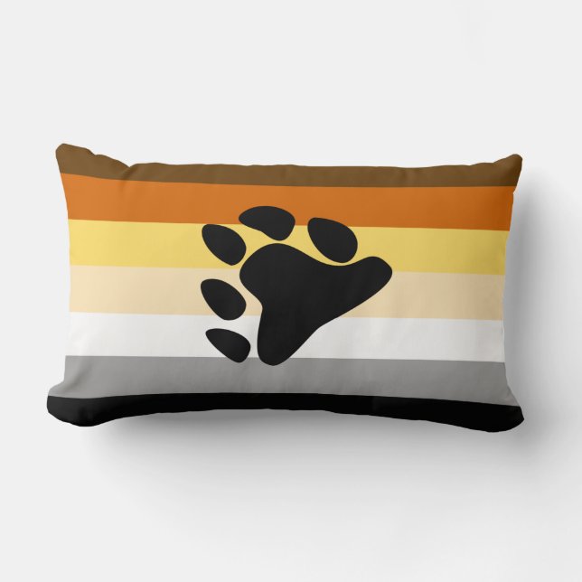 Bear Pride Flag with Paw Lumbar Cushion (Front)