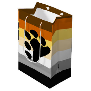 Bear Pride Flag with Paw Medium Gift Bag