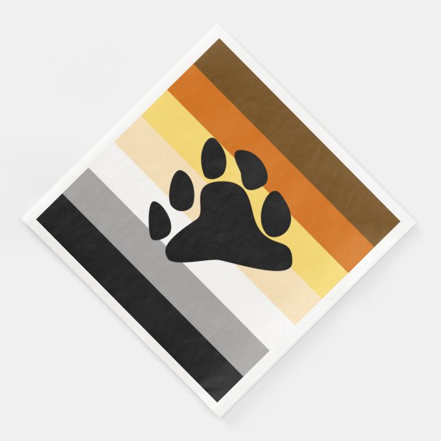 Bear Pride Flag with Paw Napkin (Corner)