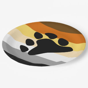Bear Pride Flag with Paw Paper Plate
