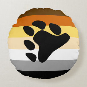Bear Pride Flag with Paw Round Cushion
