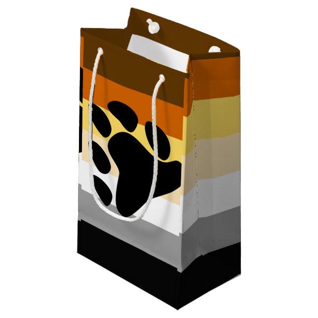 Bear Pride Flag with Paw Small Gift Bag (Front Angled)