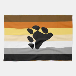 Bear Pride Flag with Paw Tea Towel