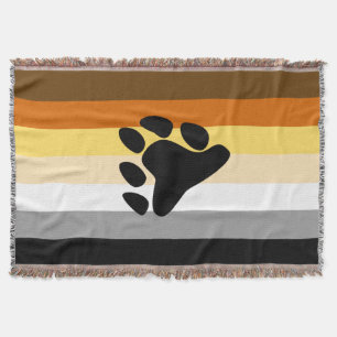 Bear Pride Flag with Paw Throw Blanket