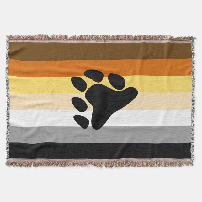 Bear Pride Flag with Paw Throw Blanket (Front)