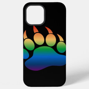 Bear Pride Gradient Colours Bear Paw On Black iPhone Case
