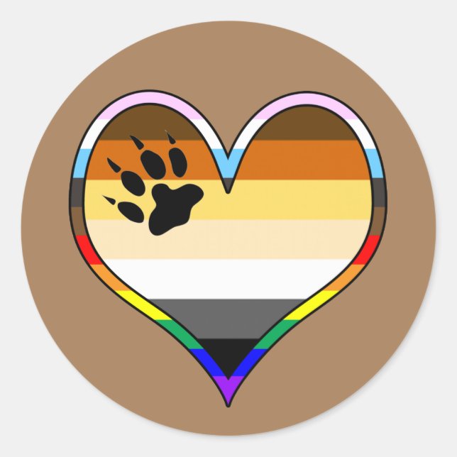 Bear Pride Heart Classic Round Sticker (Front)