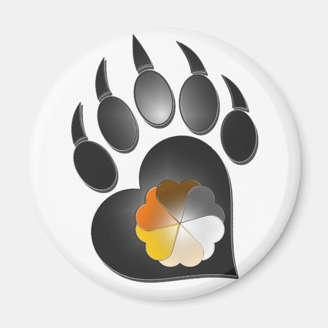 Bear Pride Heart Paw Magnet (Front)