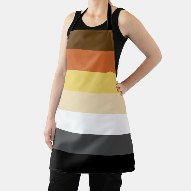 Bear Pride, Neutral Gradient Stripes, LGBTQ Pride Apron (Insitu)