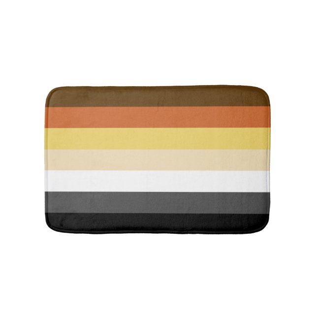 Bear Pride, Neutral Gradient Stripes, LGBTQ Pride Bath Mat (Front)