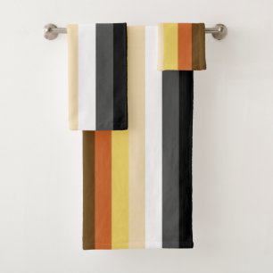 Bear Pride, Neutral Gradient Stripes, LGBTQ Pride Bath Towel Set