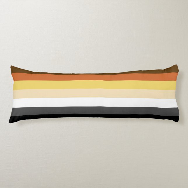Bear Pride, Neutral Gradient Stripes, LGBTQ Pride Body Cushion (Front)