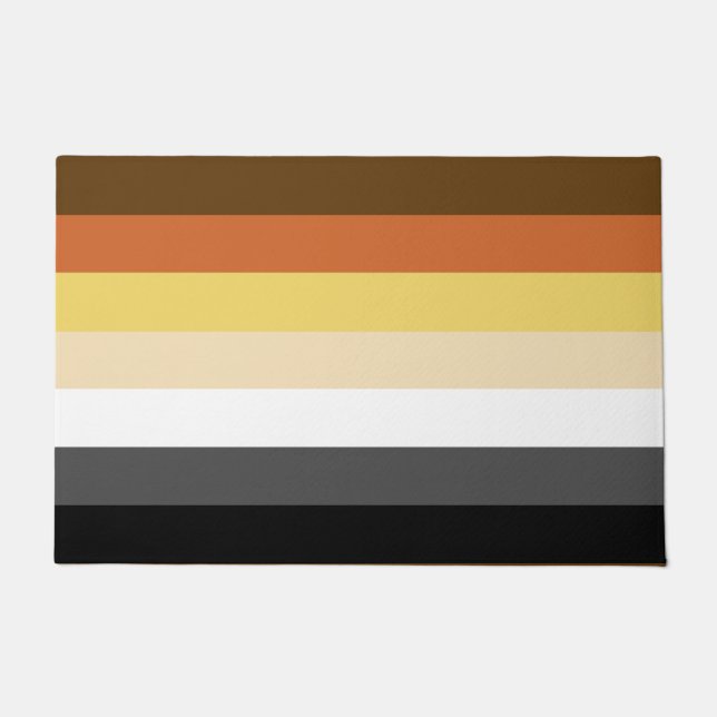 Bear Pride, Neutral Gradient Stripes, LGBTQ Pride Doormat (Front)