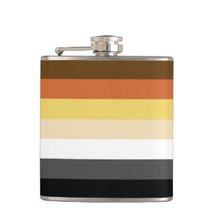 Bear Pride, Neutral Gradient Stripes, LGBTQ Pride Hip Flask