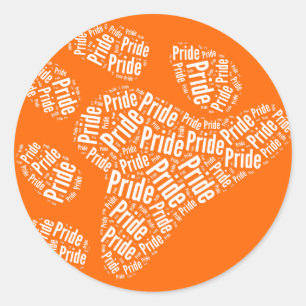 BEAR PRIDE PAW PATTERN WHITE -.png Classic Round Sticker