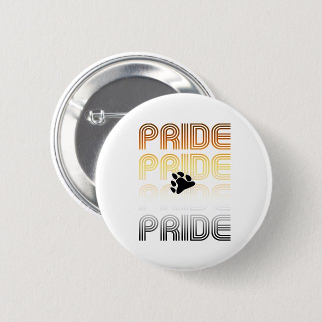 Bear Pride Paw Retro Pattern Design Letters 6 Cm Round Badge (Front & Back)