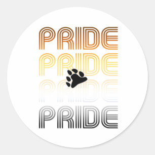 Bear Pride Paw Retro Pattern Design Letters Classic Round Sticker
