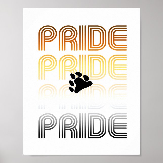 Bear Pride Paw Retro Pattern Design Letters Poster (Front)