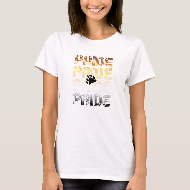Bear Pride Paw Retro Pattern Design Letters T-Shirt (Front)