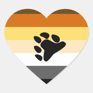 BEAR PRIDE STRIPED PAW HORIZONTAL HEART STICKER