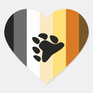 BEAR PRIDE STRIPED PAW VERTICAL HEART STICKER