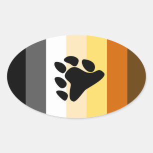 BEAR PRIDE STRIPED PAW VERTICAL OVAL STICKER