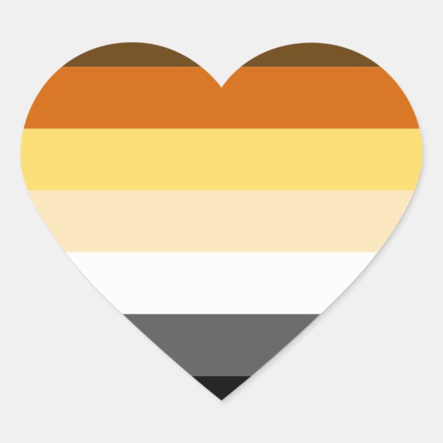 BEAR PRIDE STRIPES DESIGN HEART STICKER (Front)