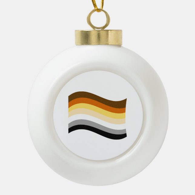 Bear Pride Wavy Flag Ceramic Ball Christmas Ornament (Front)
