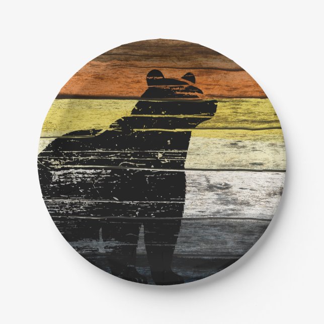 Bear Pride Wood Art  Paper Plate (Front)