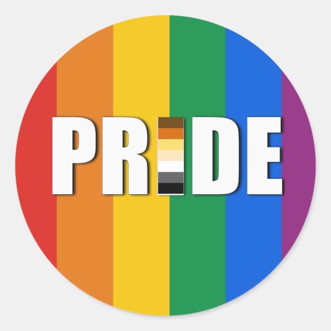 BEAR PRIDE WORD FLAG CLASSIC ROUND STICKER (Front)