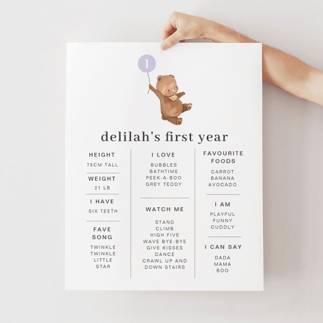 Bear Purple Balloon Milestone Poster (Creator Uploaded)