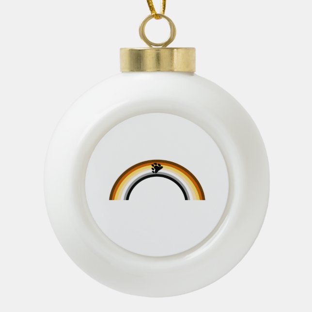 Bear Rainbow Ceramic Ball Christmas Ornament (Front)