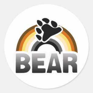 BEAR RAINBOW FLAG CLASSIC ROUND STICKER