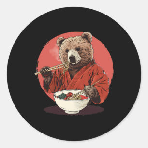 Bear Ramen Kimono Karate Japanese Noodles Bear Ram Classic Round Sticker